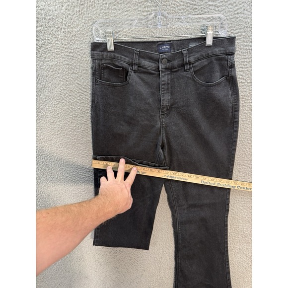 Curve Appeal Jeans Womens 10/30 Black Denim High Rise Flare Stretch Preppy - Picture 6 of 10